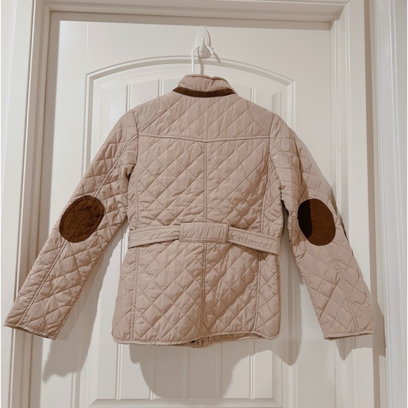 Massimo Dutti beige quilted elbow patches jacket. Size 13-14 years NWOT - Picture 2 of 8